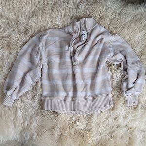 Aerie Cream and White Striped Turtleneck Sweater